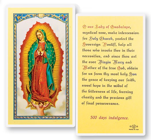 Prayer To Our Lady of Guadalupe Laminated Prayer Card