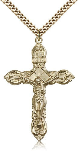 Men's Fleur de Lis Crucifix Pendant