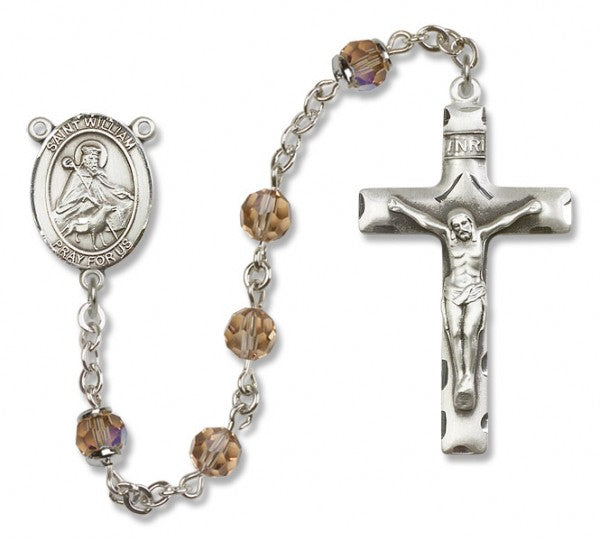 St. William of Rochester Sterling Silver Heirloom Rosary Squared Crucifix