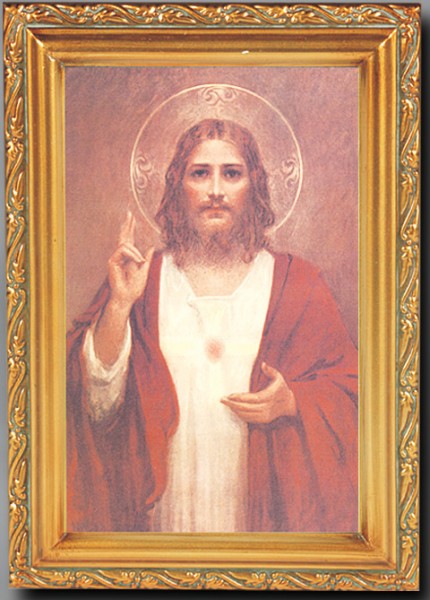 Sacred Heart of Jesus Antique Gold Framed Print