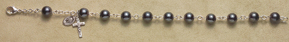 Rosary Bracelet - Sterling Silver with Hematite Beads