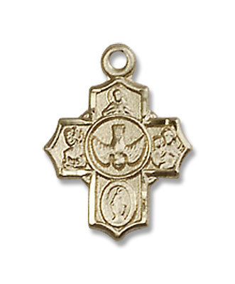 5 Way with Red Center Petite Charm Medal Necklace