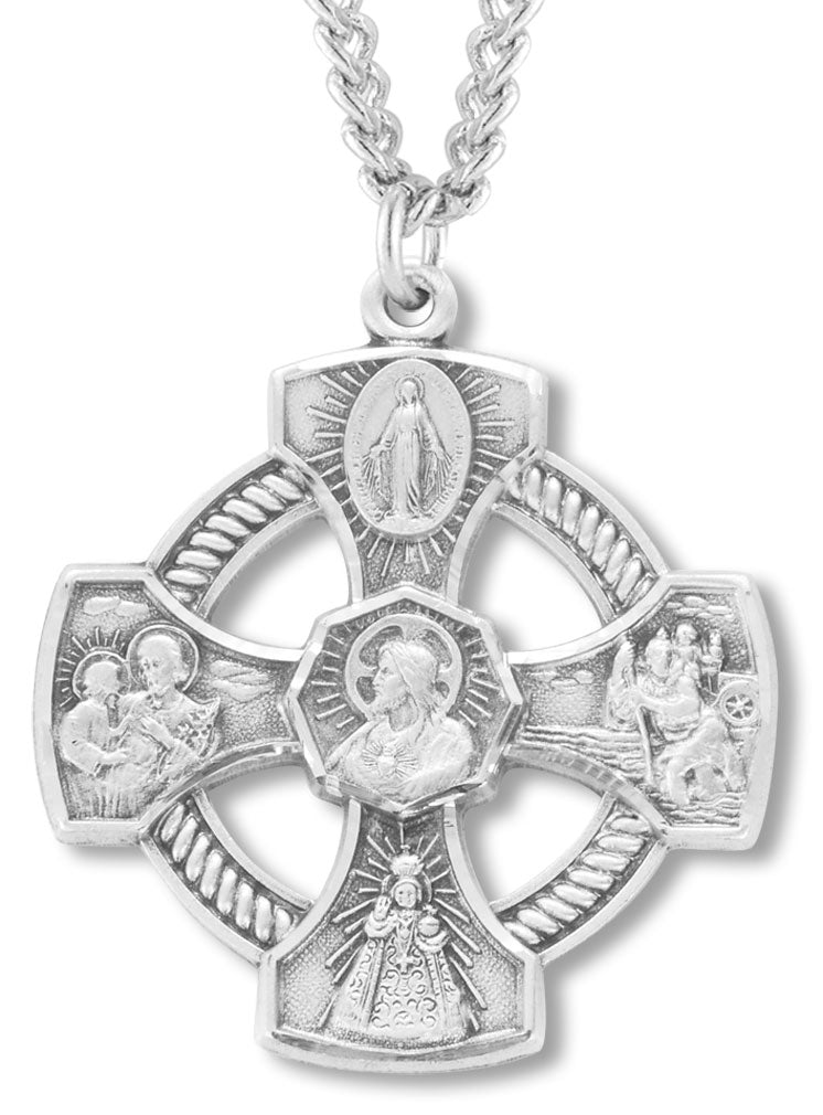4 Way Cross, Sterling Silver with Chain