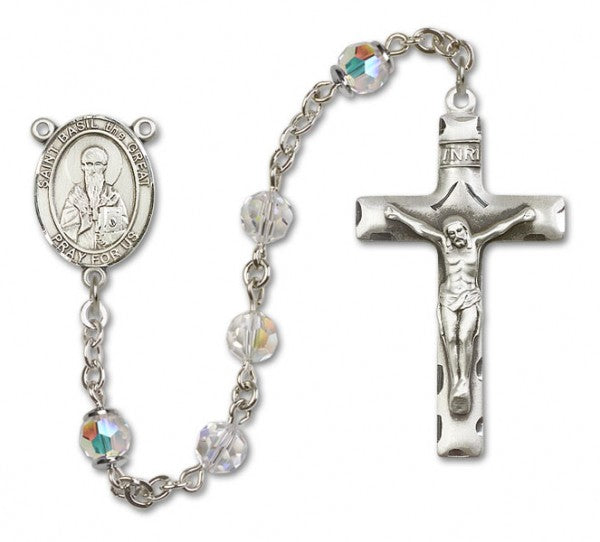 St. Basil the Great Sterling Silver Heirloom Rosary Squared Crucifix