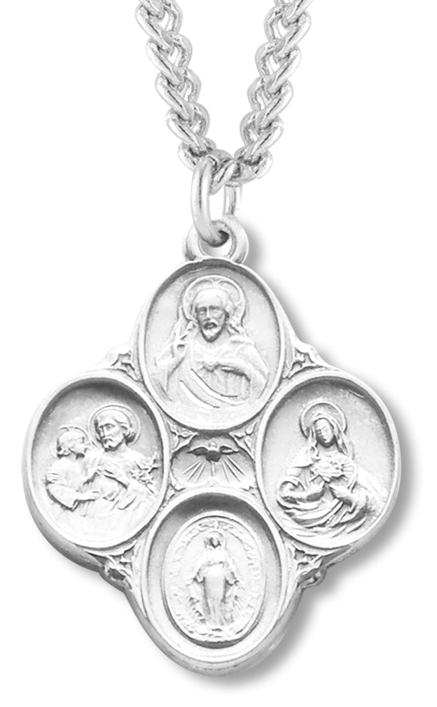 4 Way Pendant, Sterling Silver with Chain