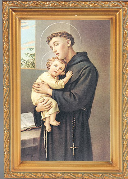 St. Anthony Antique Gold Framed Print
