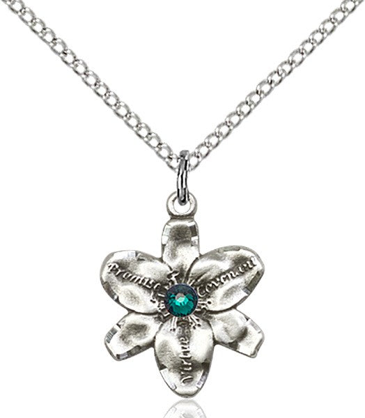 Small Five Petal Chastity Pendant with Birthstone Center