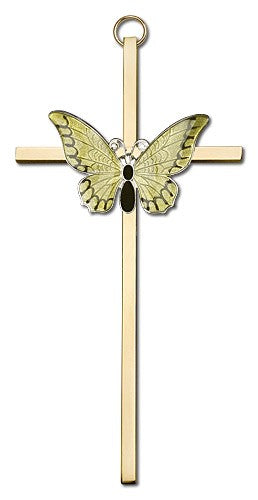 Resurrection Butterfly Wall Cross in Yellow 6'