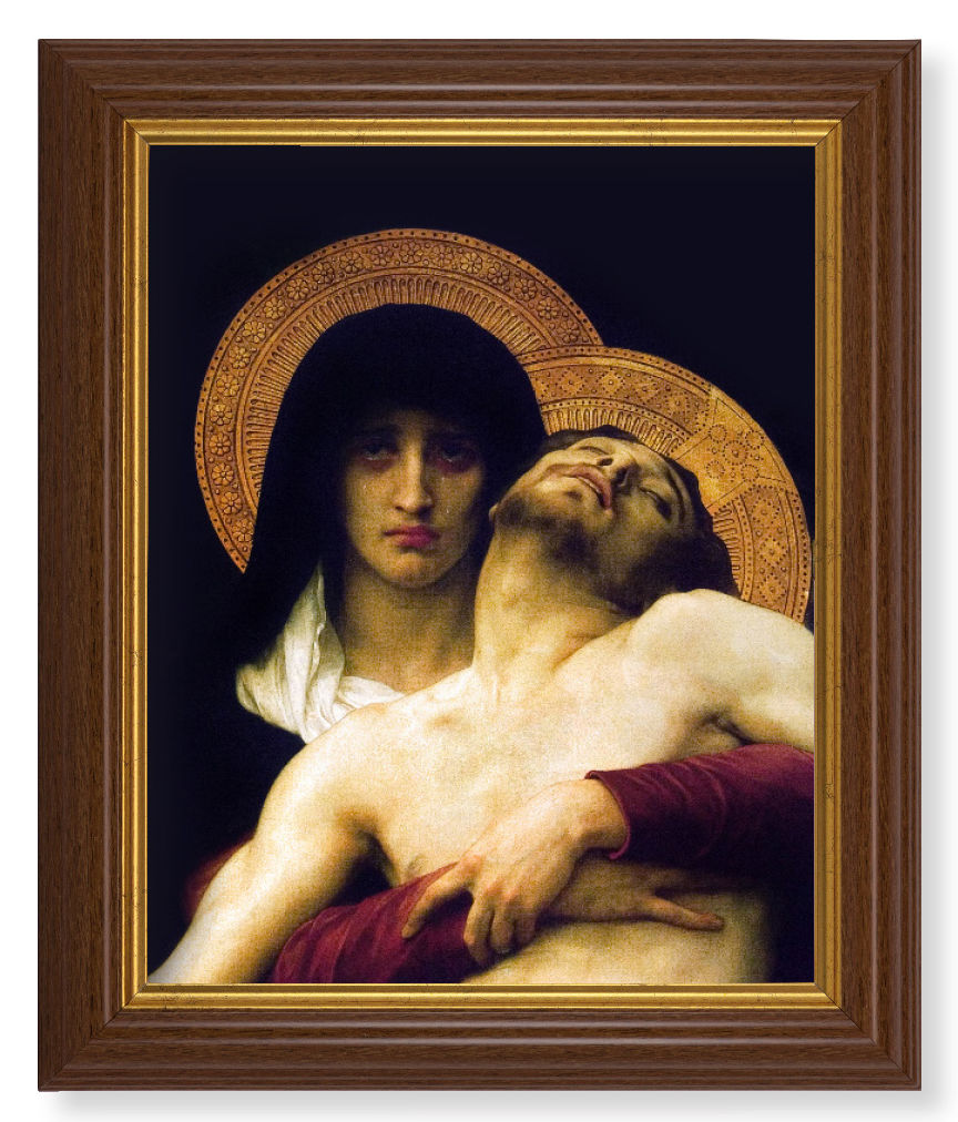 Pieta by Bouguereau 8x10 Textured Artboard Dark Walnut Frame