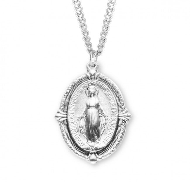 Pointed Tip Miraculous Medal Necklace