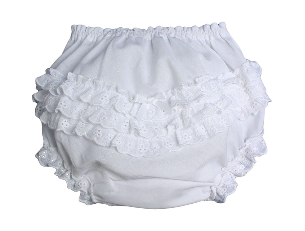 Poly-Cotton Diaper Cover with Embroidered Eyelet Edging
