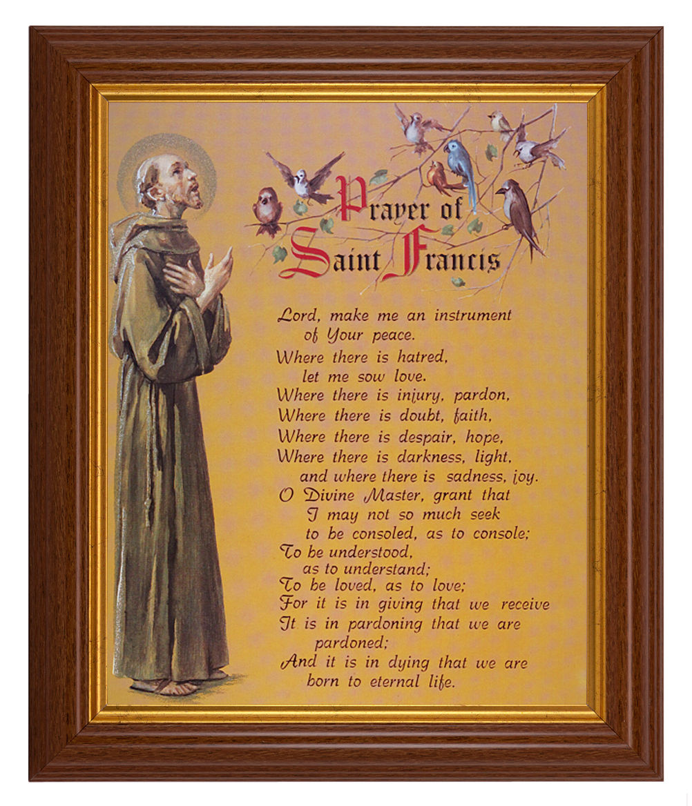 Prayer of St. Francis 8x10 Textured Artboard Dark Walnut Frame