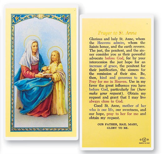 Prayer To St. Anne Laminated Prayer Card