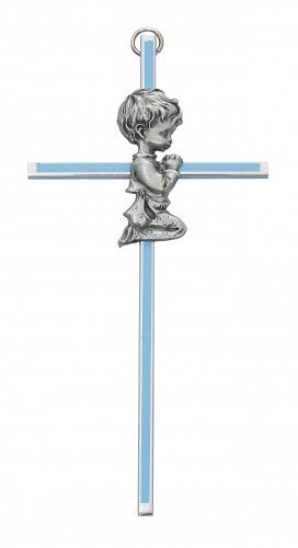 Praying Boy Blue Baby Cross - 6