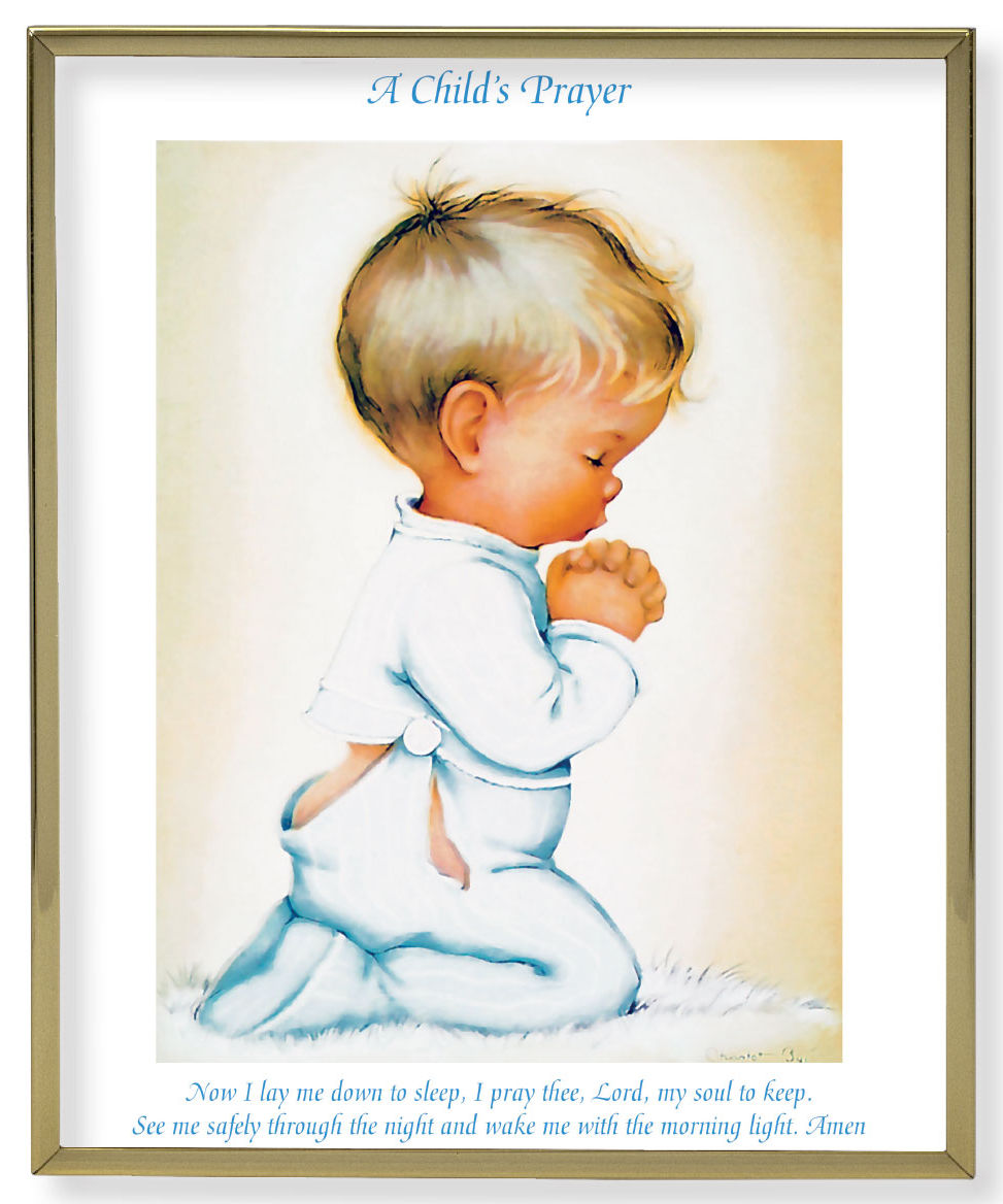 Praying Boy 8x10 Gold Trim Plaque