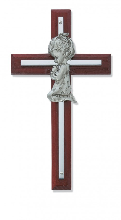 Praying Girl Cherry Wood Wall Cross 6'H