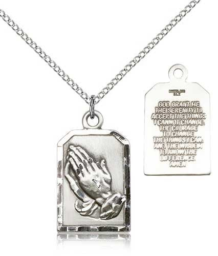 Praying Hands Pendant with Serenity Prayer