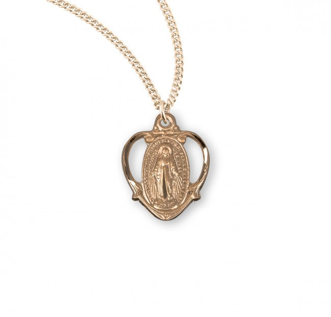 Pretty Cut-Out Heart Miraculous Medal Necklace