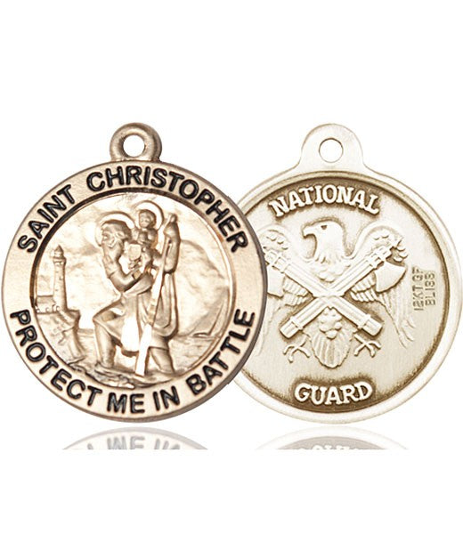 Protect Me In Battle Round St. Christopher National Guard Necklace