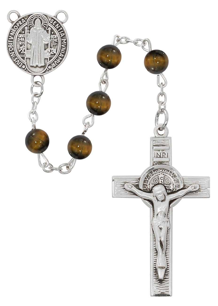 Sterling Silver St. Benedict Gemstone Rosary