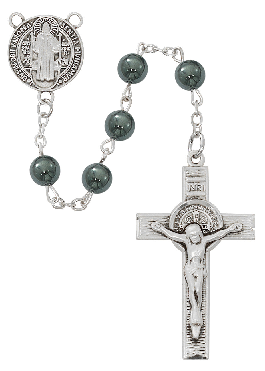Sterling Silver St. Benedict Gemstone Rosary