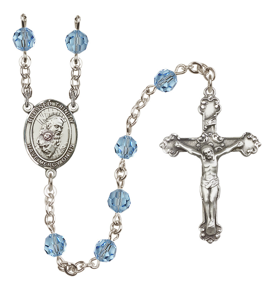 Blessed Trinity Sterling Silver Heirloom Rosary Fancy Crucifix