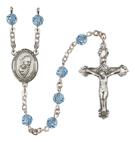 Blessed Trinity Sterling Silver Heirloom Rosary Fancy Crucifix