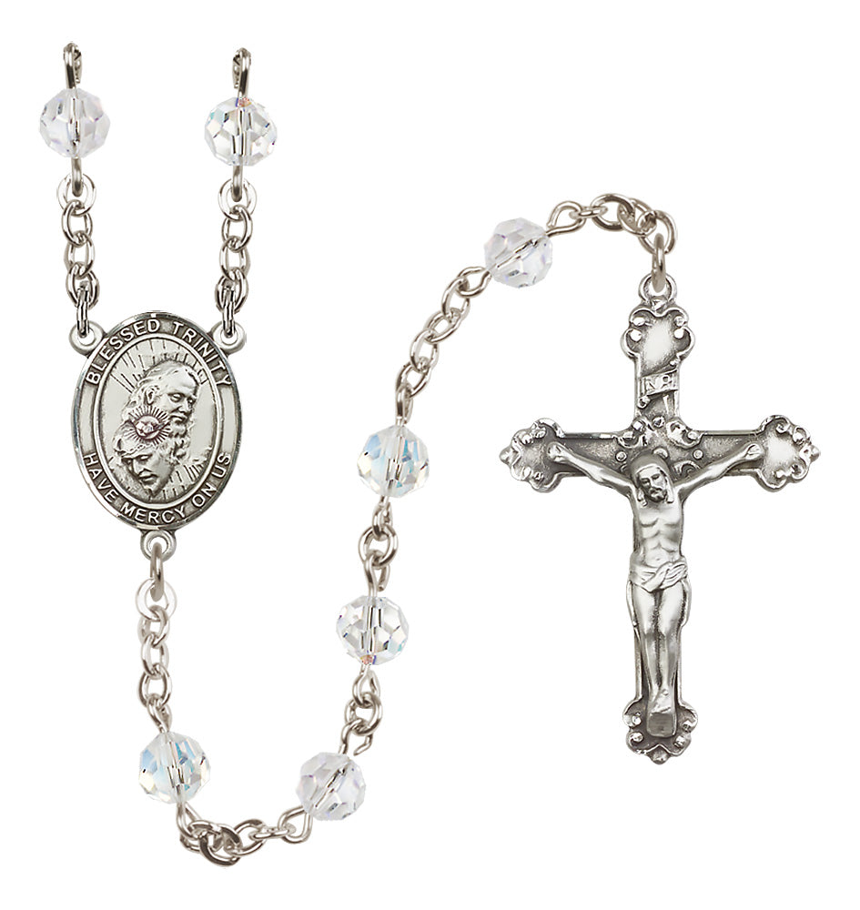 Blessed Trinity Sterling Silver Heirloom Rosary Fancy Crucifix