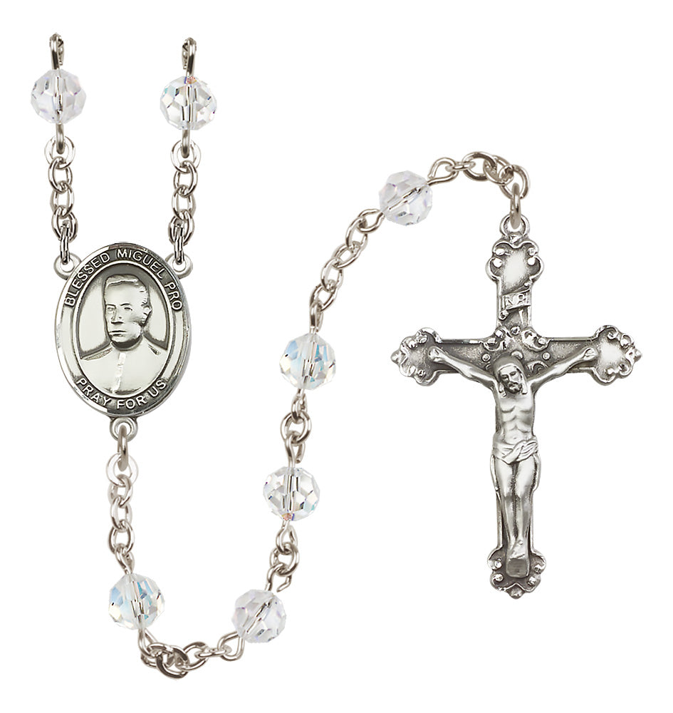 Blessed Miguel Pro Sterling Silver Heirloom Rosary Fancy Crucifix