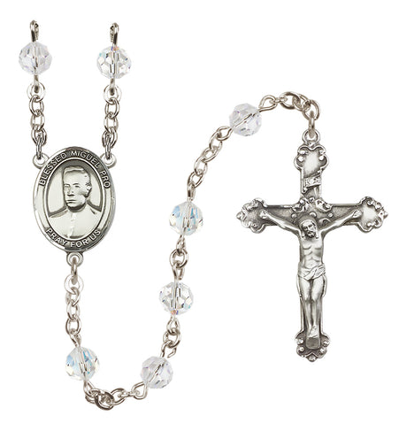 Blessed Miguel Pro Sterling Silver Heirloom Rosary Fancy Crucifix