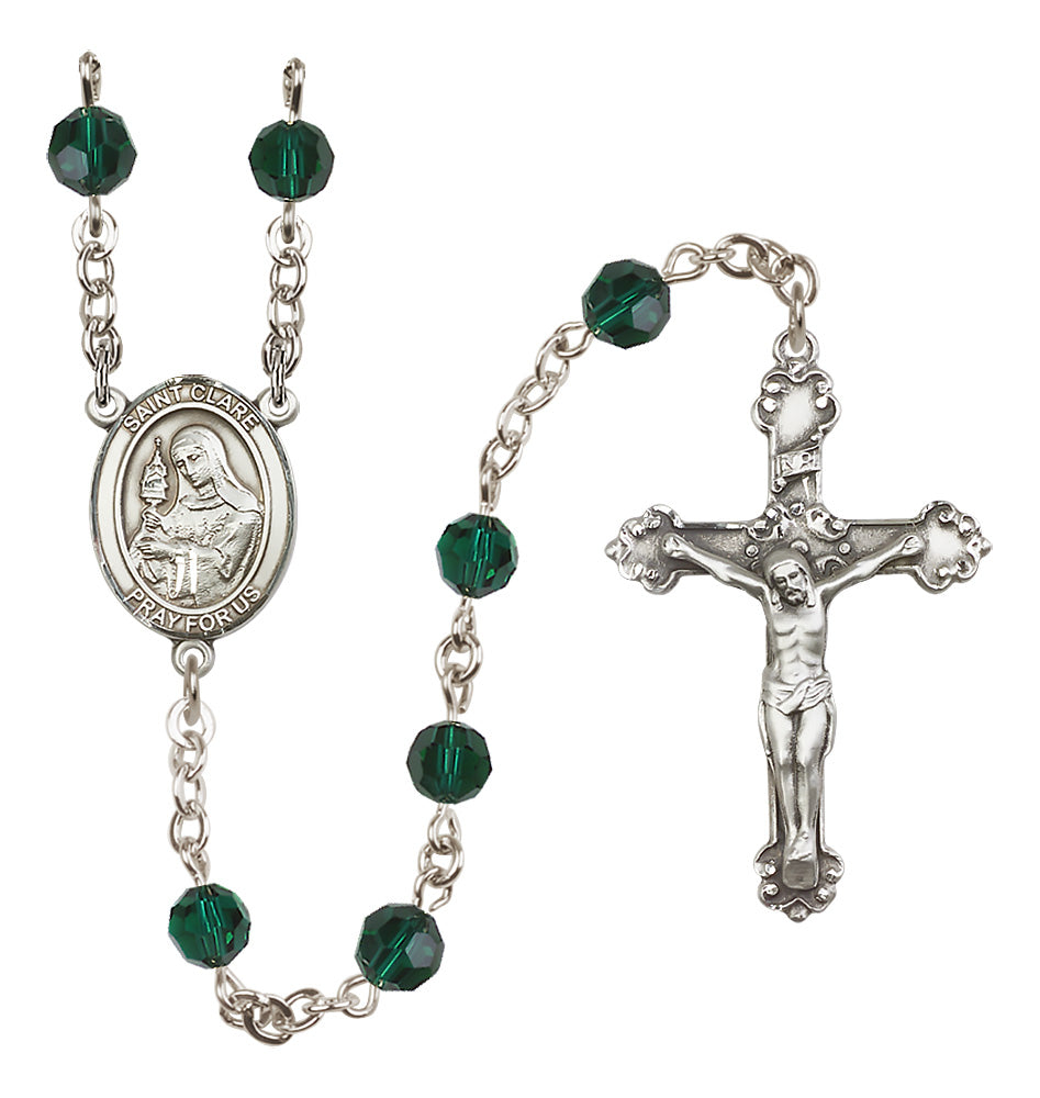 St. Clare of Assisi Sterling Silver Heirloom Rosary Fancy Crucifix