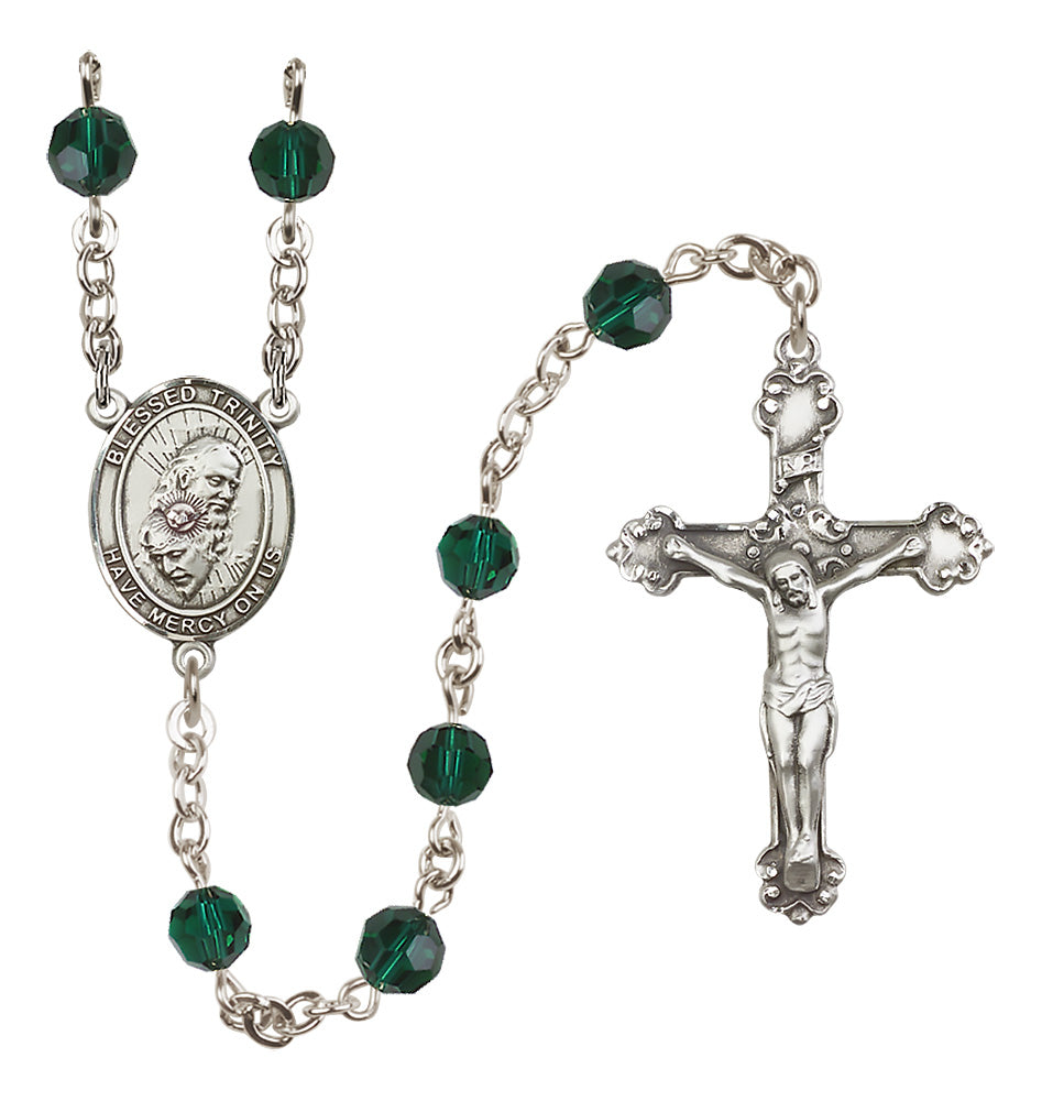 Blessed Trinity Sterling Silver Heirloom Rosary Fancy Crucifix