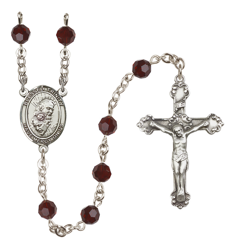 Blessed Trinity Sterling Silver Heirloom Rosary Fancy Crucifix