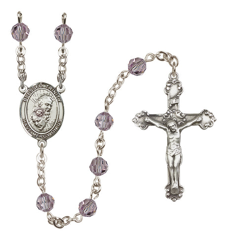 Blessed Trinity Sterling Silver Heirloom Rosary Fancy Crucifix