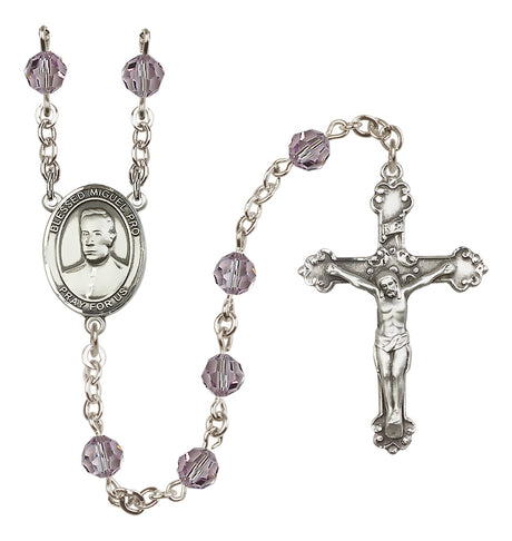 Blessed Miguel Pro Sterling Silver Heirloom Rosary Fancy Crucifix