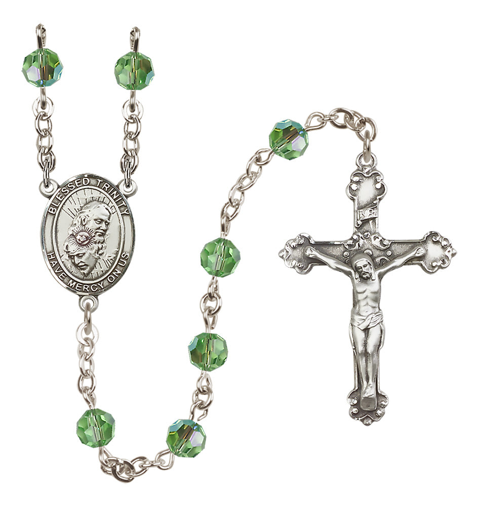 Blessed Trinity Sterling Silver Heirloom Rosary Fancy Crucifix