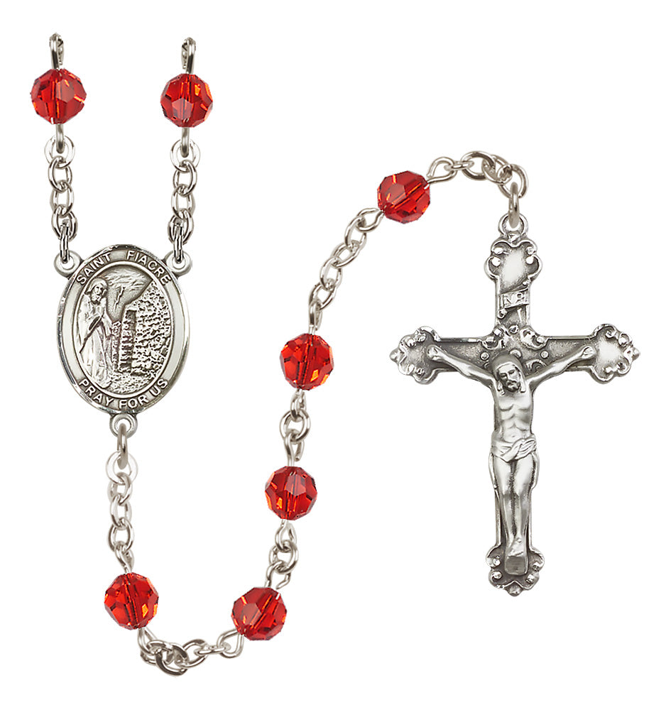 St. Fiacre Sterling Silver Heirloom Rosary Fancy Crucifix