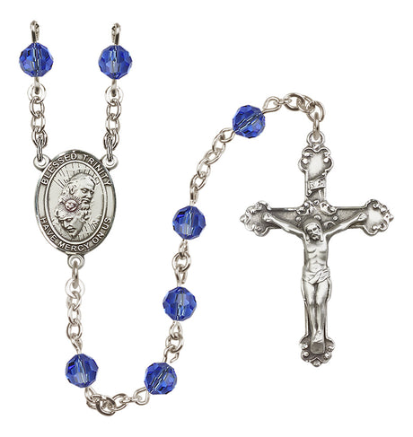 Blessed Trinity Sterling Silver Heirloom Rosary Fancy Crucifix