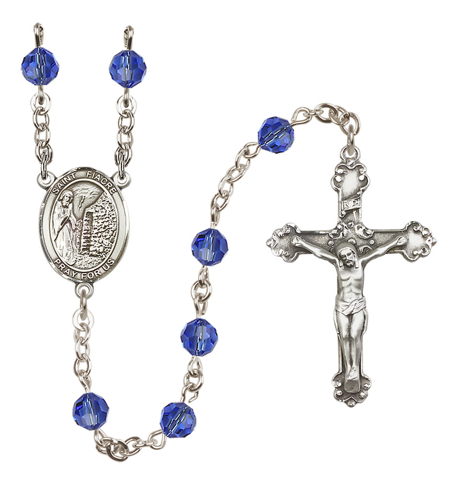 St. Fiacre Sterling Silver Heirloom Rosary Fancy Crucifix