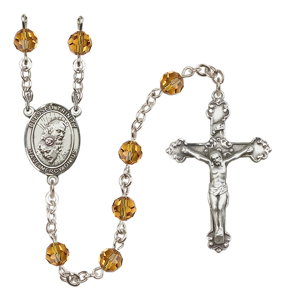 Blessed Trinity Sterling Silver Heirloom Rosary Fancy Crucifix
