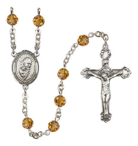 Blessed Trinity Sterling Silver Heirloom Rosary Fancy Crucifix
