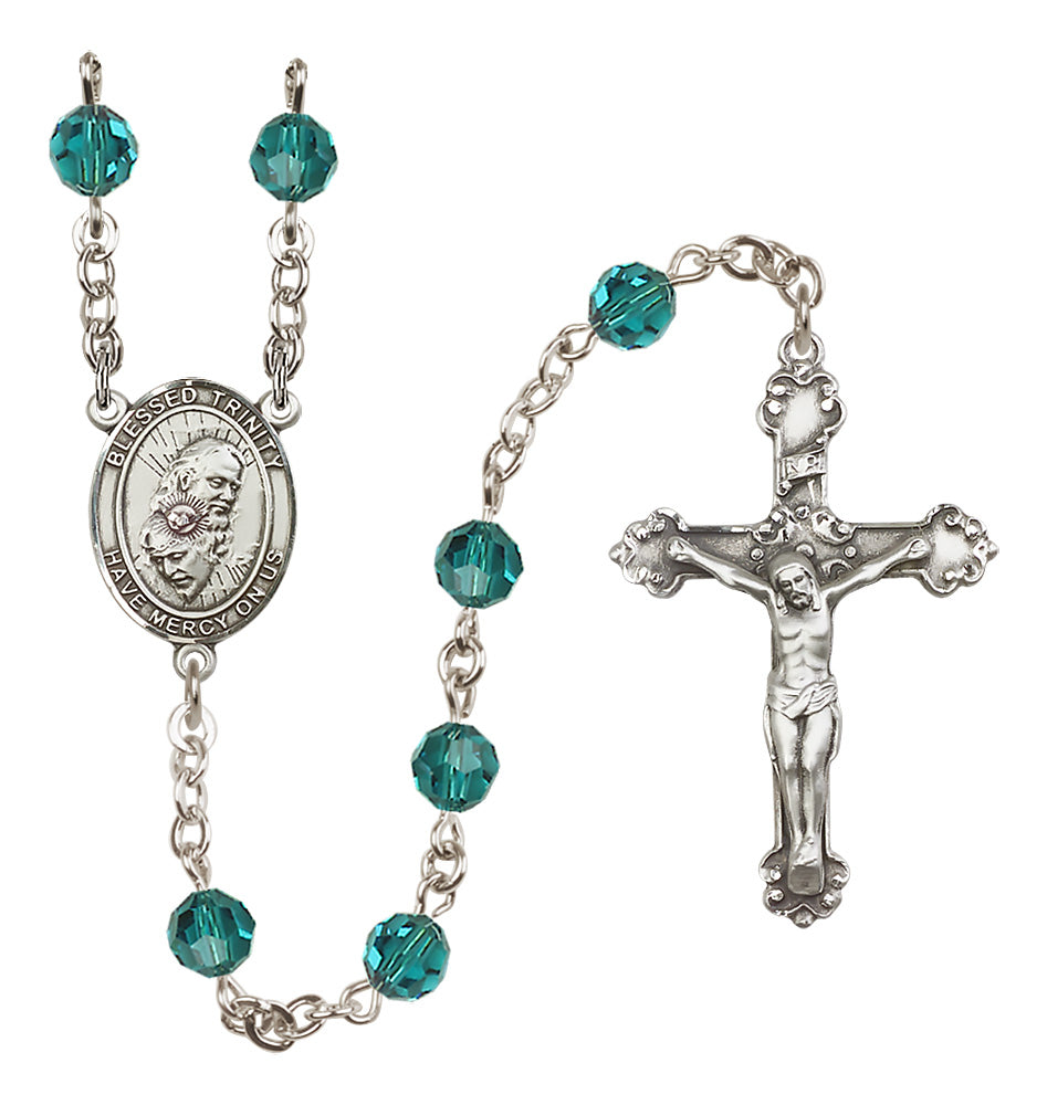 Blessed Trinity Sterling Silver Heirloom Rosary Fancy Crucifix