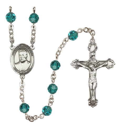 Blessed Miguel Pro Sterling Silver Heirloom Rosary Fancy Crucifix