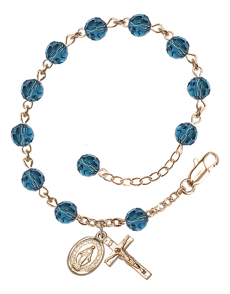 Austrian Crystal in Indocolite Rosary Bracelet 6mm Beads