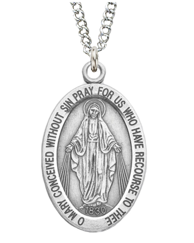 Raised Border Miraculous Sterling Silver Pendant