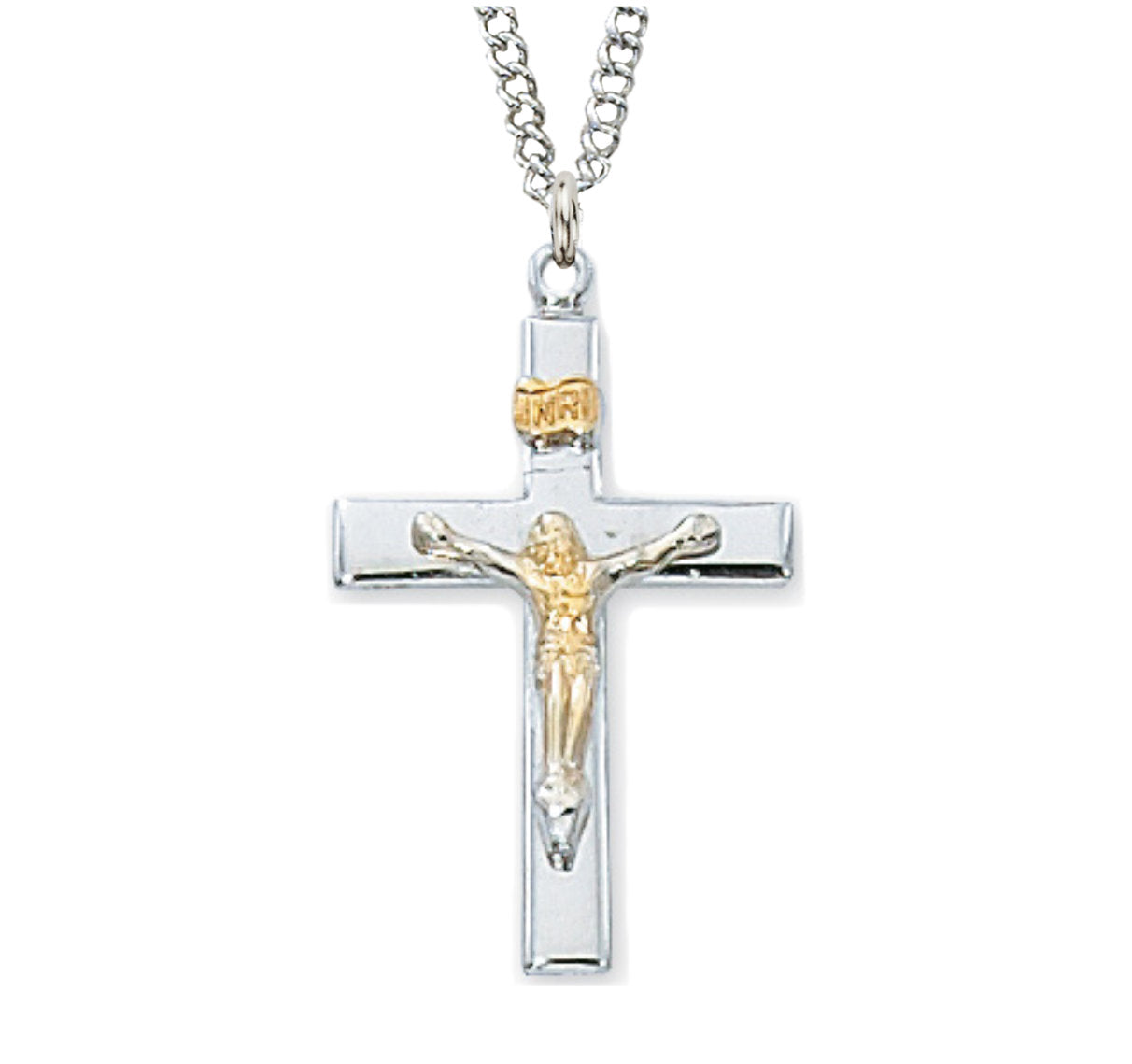 Raised Crucifix Medal Two Tone for Women