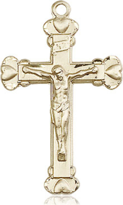 Raised Hearts Crucifix Necklace