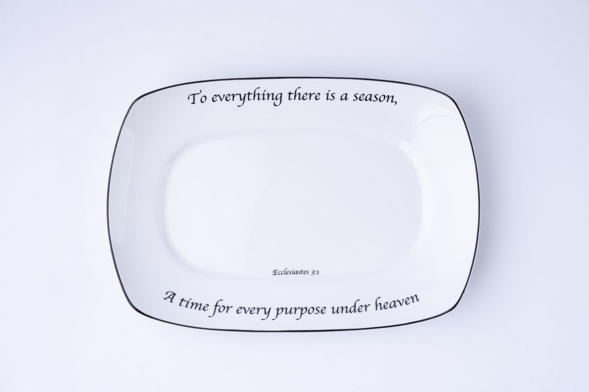 Daily Bread Scripture Rectangular Platter – Ecclesiastes 3:1 Porcelain Serving Platter (13.5")