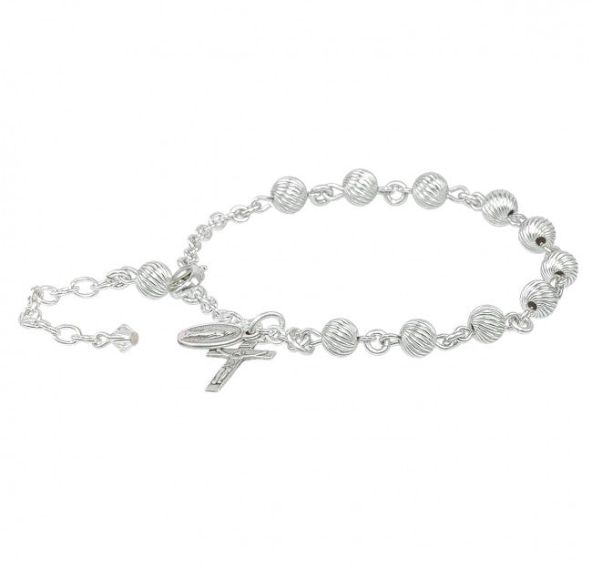 Rosary Bracelet - Sterling Silver with 6mm Sterling Beads