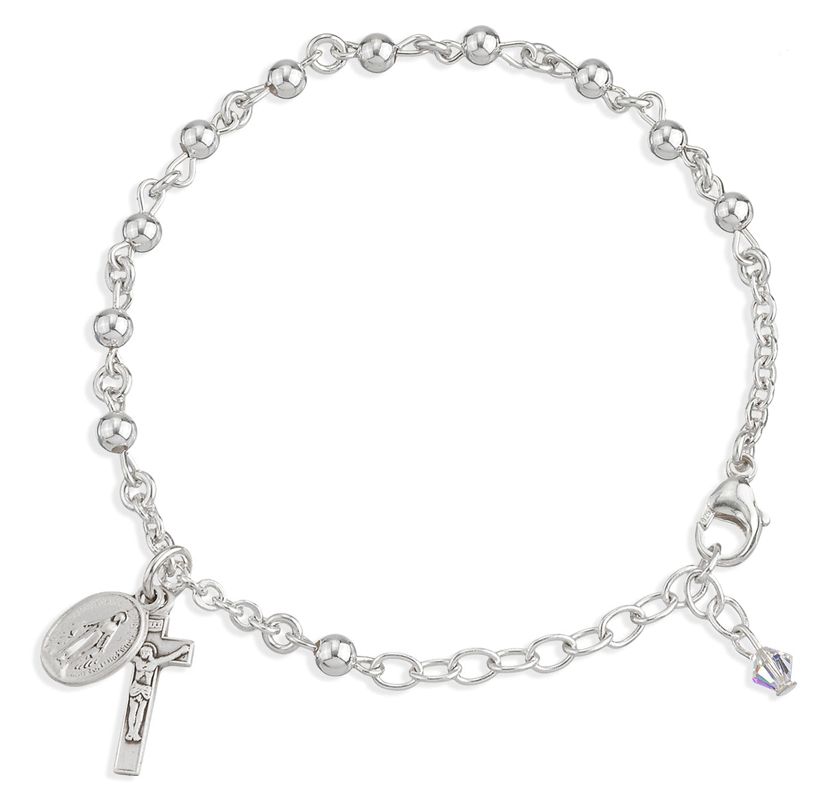 Rosary Bracelet - Sterling Silver Round